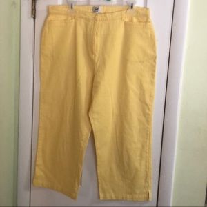 Lightweight yellow pants.
